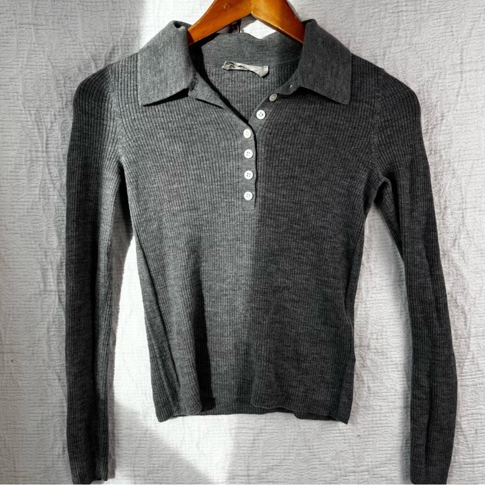 EUC! Everlane Ultrafine Merino Wool Polo in Grey